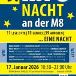 9. Lesenacht an der M8: 11 Leseorte, 11 Genres, 40 Autorinnen und Autoren an einem Abend